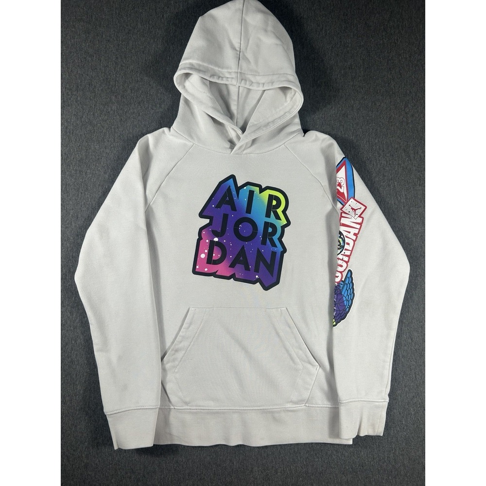 Air Jordan Kids Jumpman Sticker‎ Logo Hoodie White 10-12YRS Medium